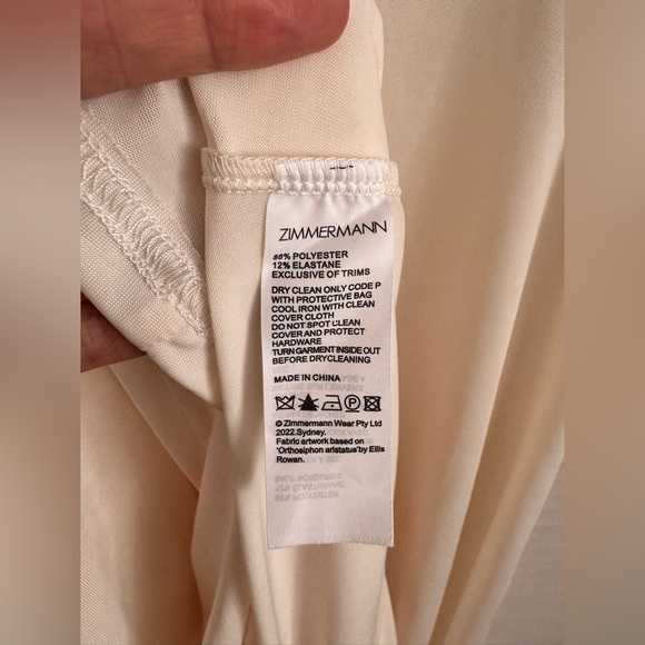 Zimmerman Spaghetti Strap V Neck Midi Slip lace trim Dress Cream / Ivory size 0 - Picture 14 of 16